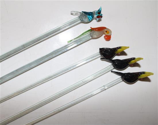 Glass animal cocktail sticks